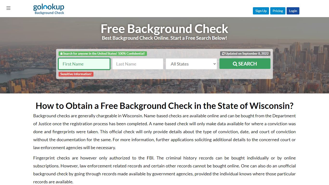 Wisconsin Free Background Check, Free Background Check Wisconsin - GoLookUp